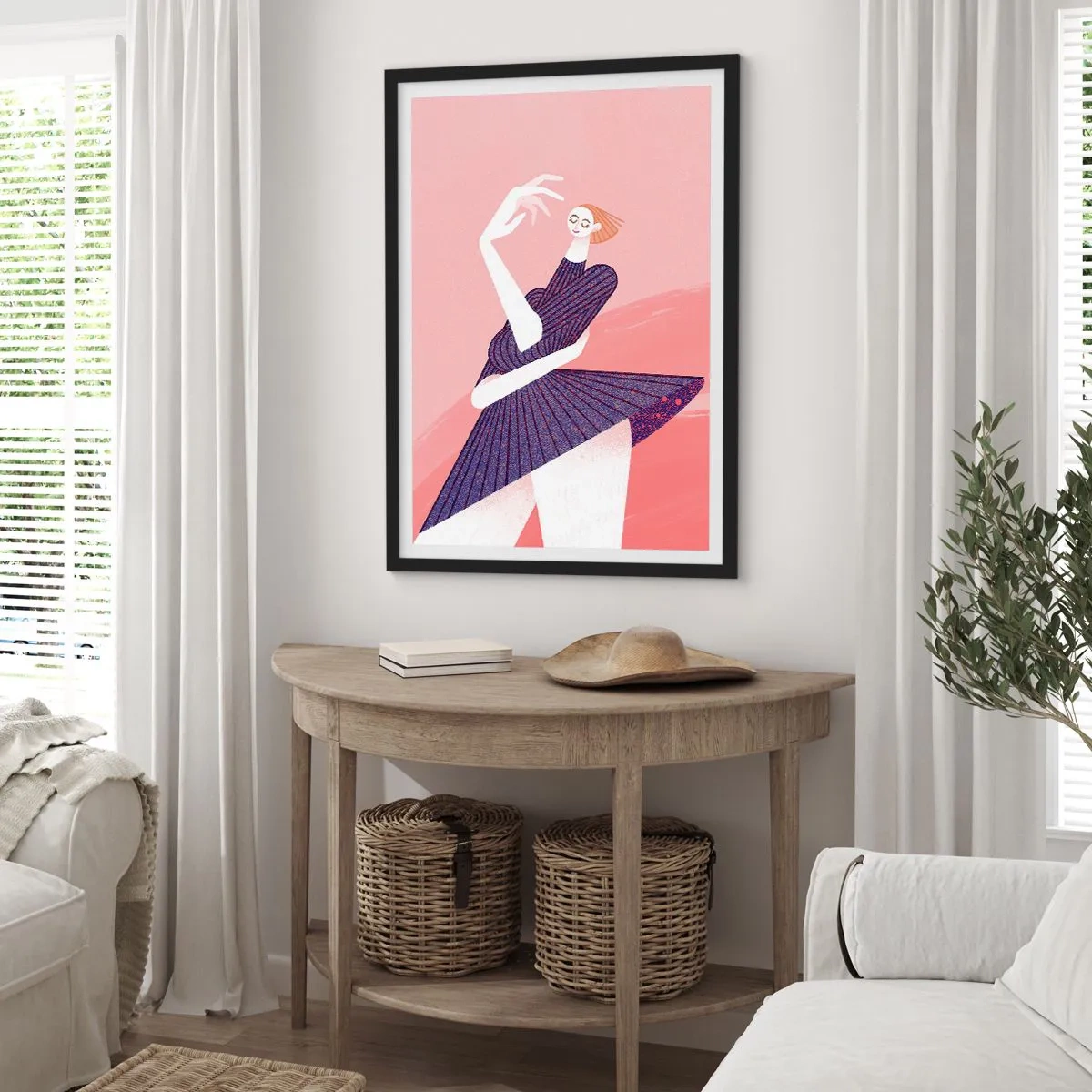 Poster in black frame - Abstract female silhouette in a dynamic pose - 50x70cm - Every Step Dancing - Modern wall decoration for the living room and bedroom ARTTOR