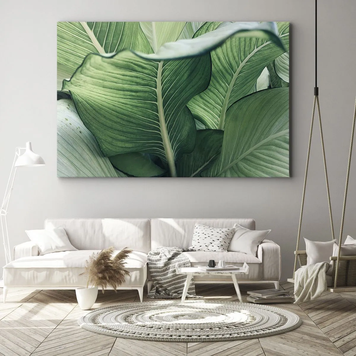 Canvas picture - Green leaves with expressive details and structure - 70x50cm - Life in Intense Green Colour - Modern wall decoration for the living room and bedroom ARTTOR