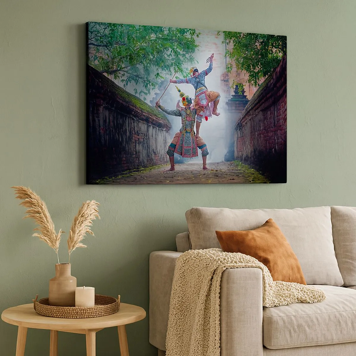 Canvas picture - Traditional dance in a historic setting with a wall and trees - 70x50cm - Lethally Beautiful Dance - Modern wall decoration for the living room and bedroom ARTTOR