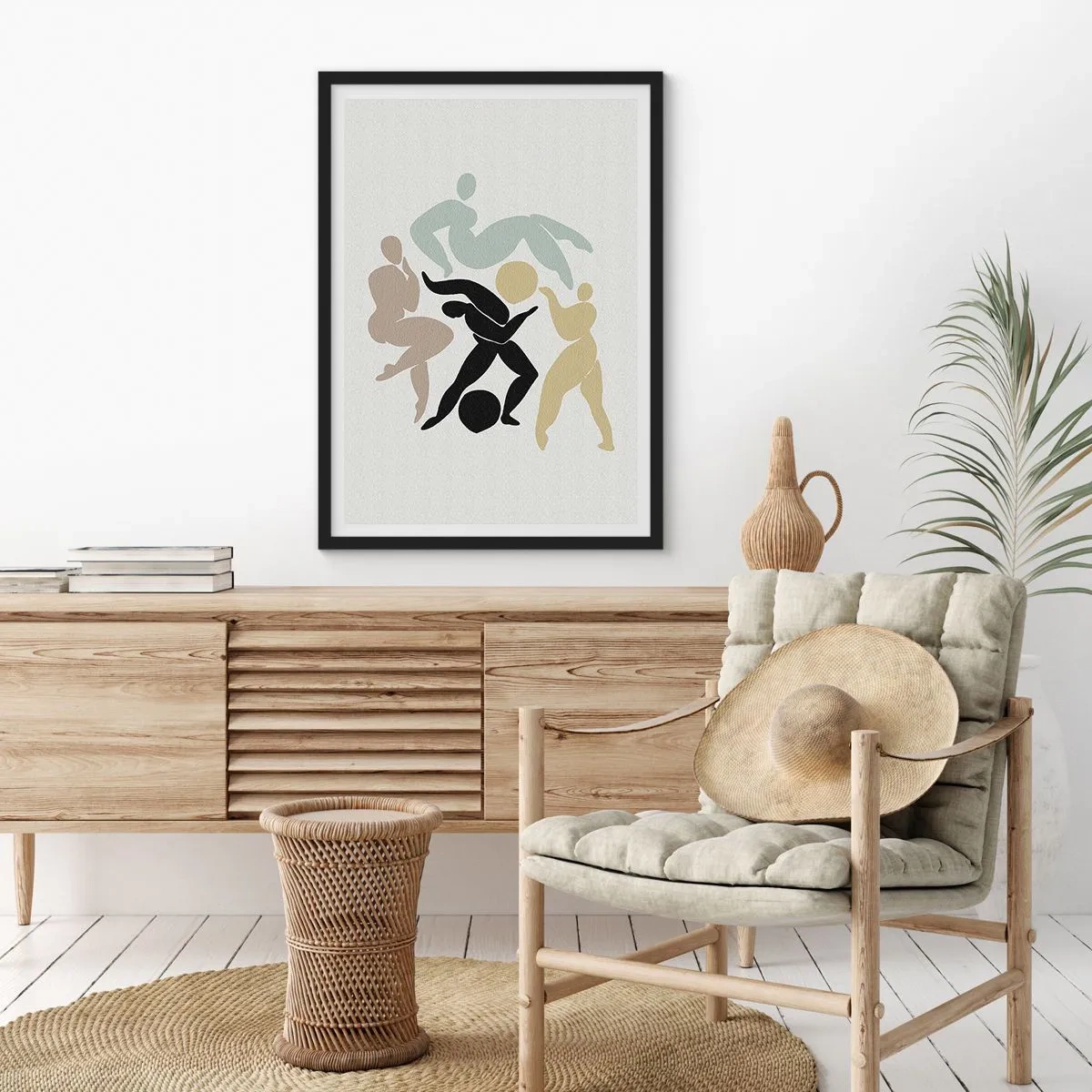 Poster in black frame - Abstract silhouettes of figures in dynamic movement - 50x70cm - Exercise to Stay Fit and Beautiful - Modern wall decoration for the living room and bedroom ARTTOR