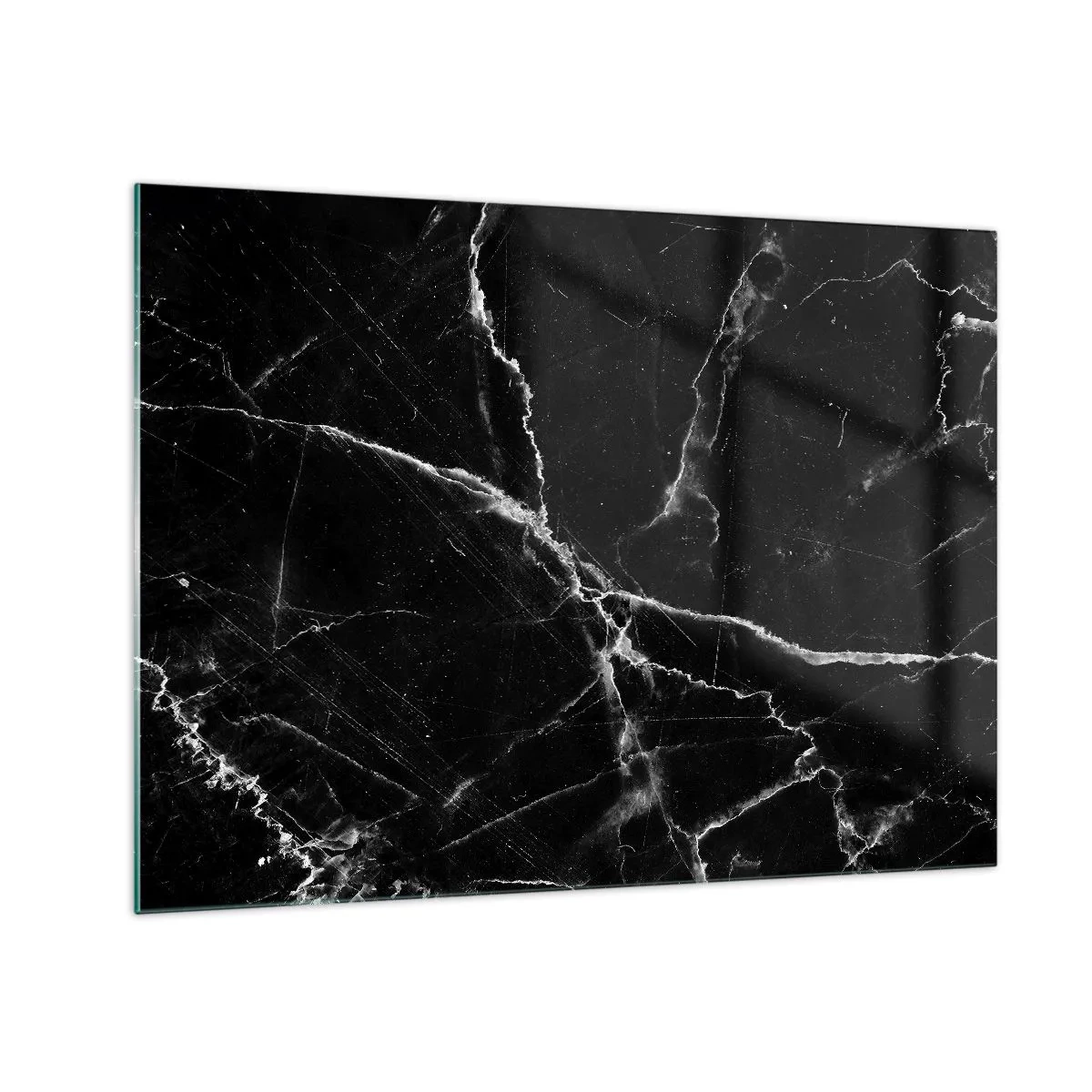 Glass picture - Black marble surface with light veins - 70x50cm - The Secret Life of a Stone - Modern wall decoration for the living room and bedroom ARTTOR