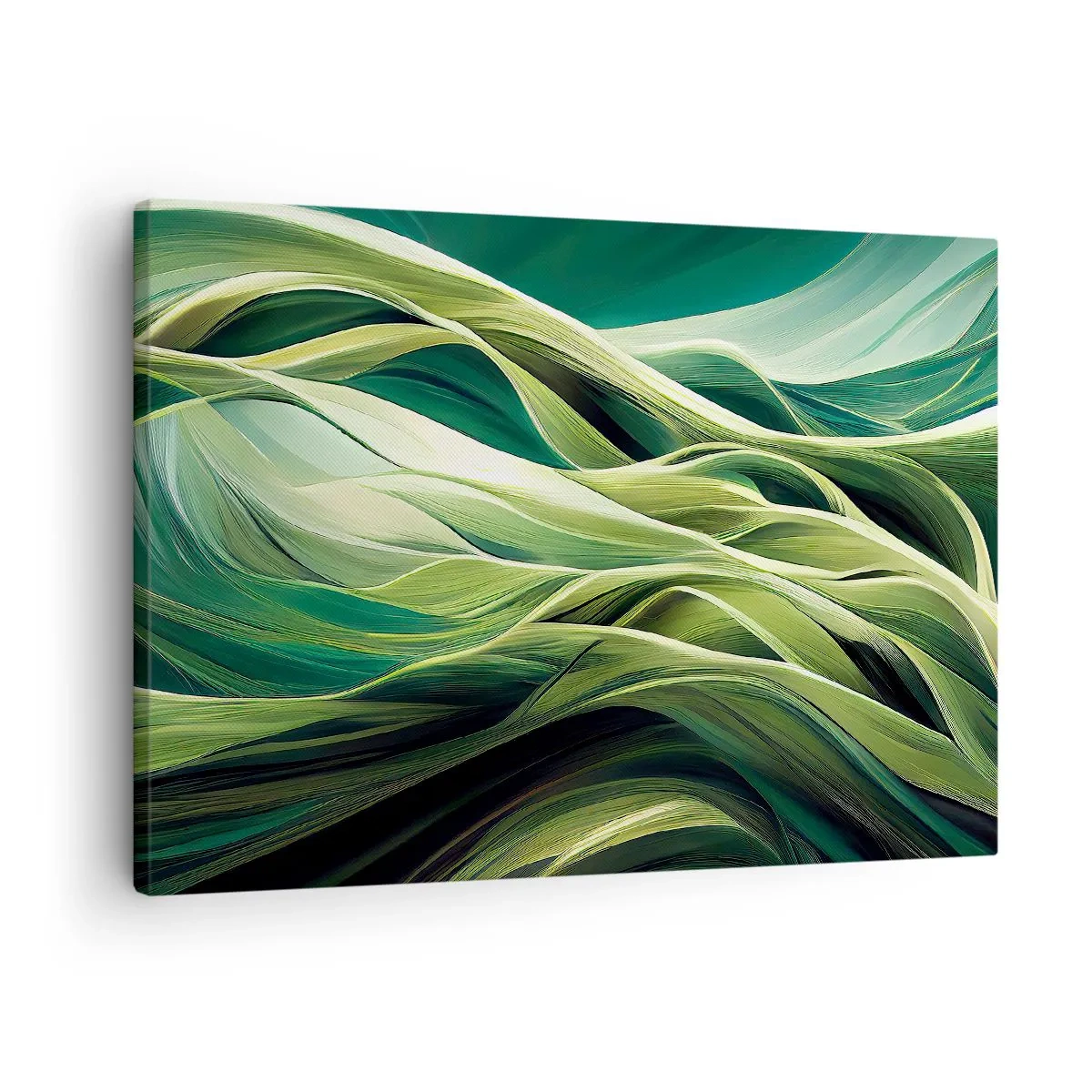 Canvas picture - Dynamic lines in shades of green - 70x50cm - Abstract Playing Green - Modern wall decoration for the living room and bedroom ARTTOR