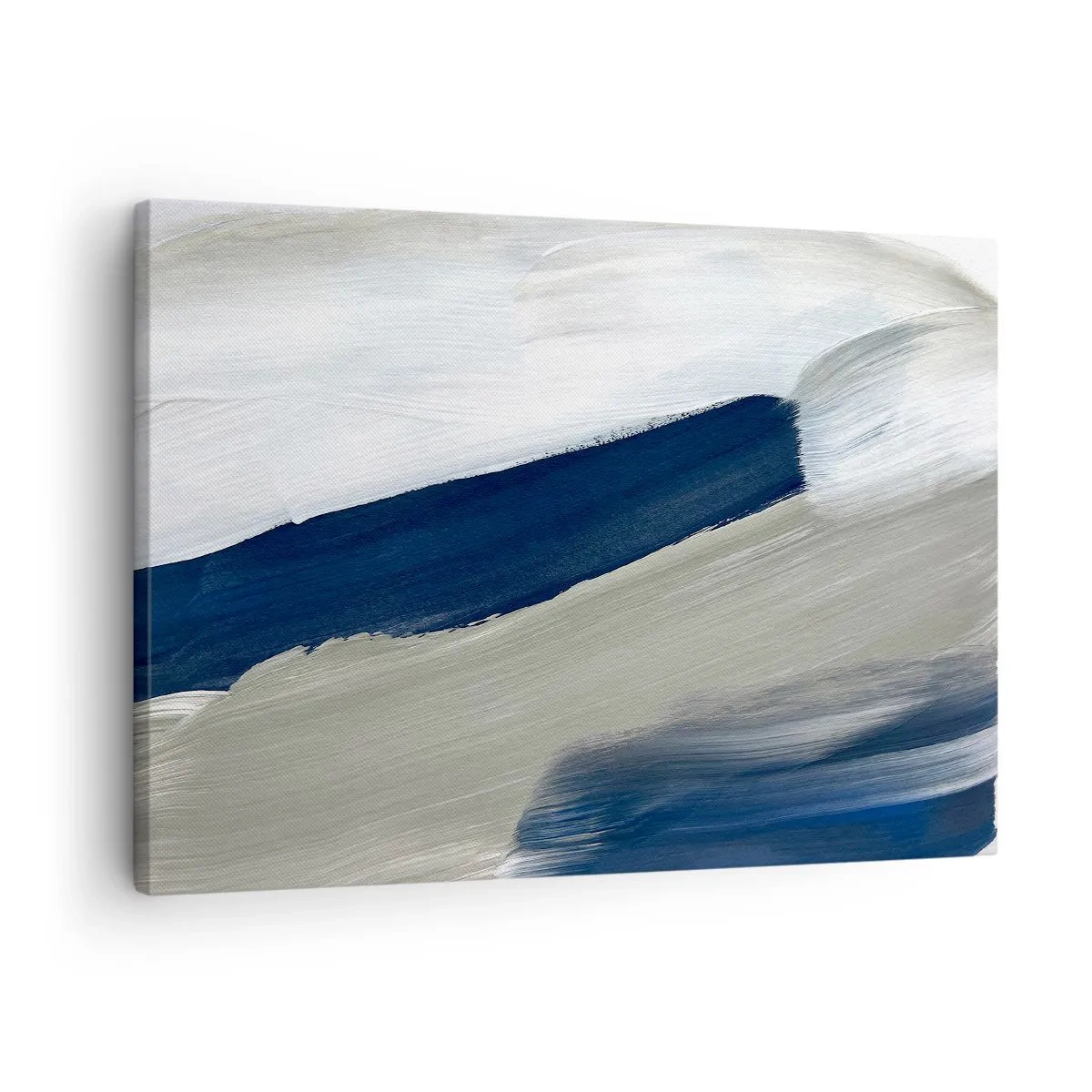 Canvas picture - Abstract brush strokes in shades of blue and gray - 70x50cm - Encounter with White - Modern wall decoration for the living room and bedroom ARTTOR