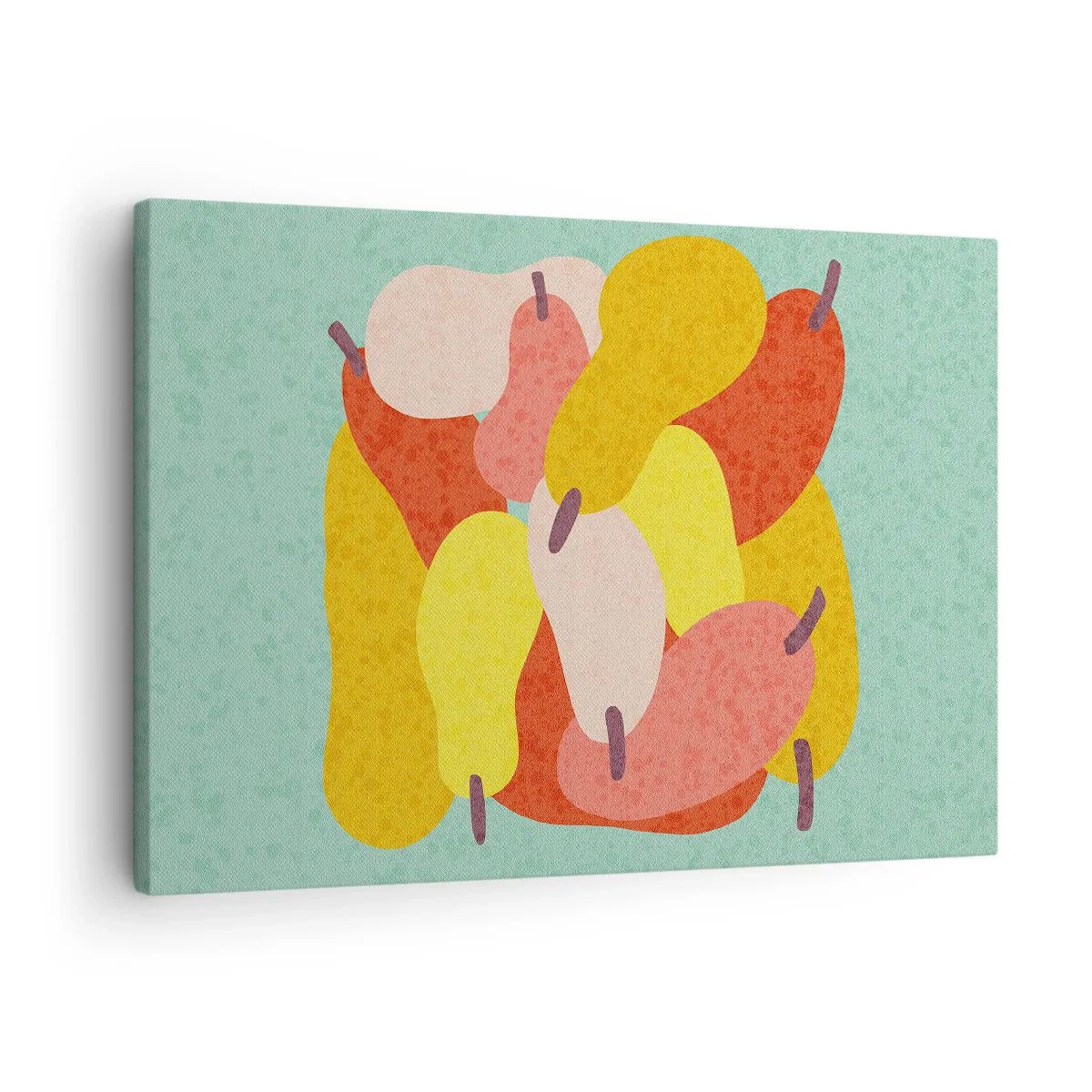 Canvas picture - Colorful abstract pears on a green background - 70x50cm - Try Summer Sun - Modern wall decoration for the living room and bedroom ARTTOR