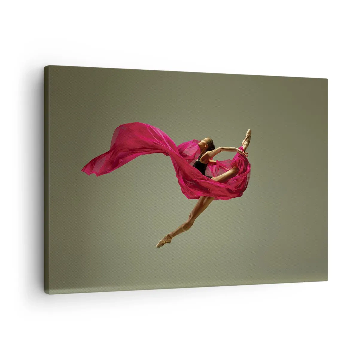 Canvas picture - Ballet dancer in a dynamic pose with pink fabric - 70x50cm - Dancing Flame - Modern wall decoration for the living room and bedroom ARTTOR