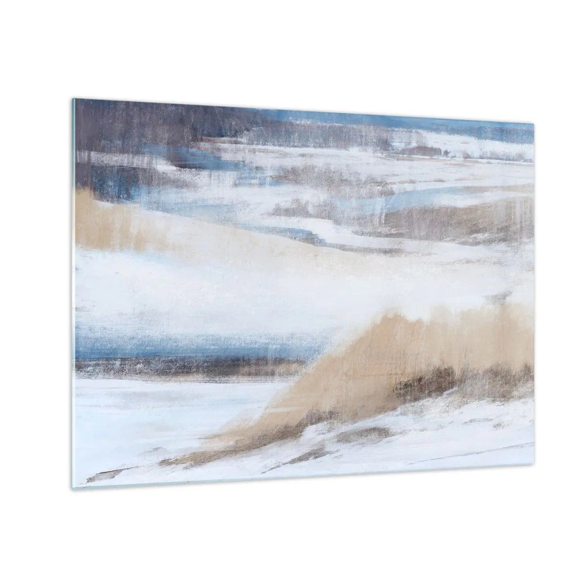 Glass picture - A delicate abstraction in cool beige and blue tones. - 70x50cm - Winter Composition - Modern wall decoration for the living room and bedroom ARTTOR
