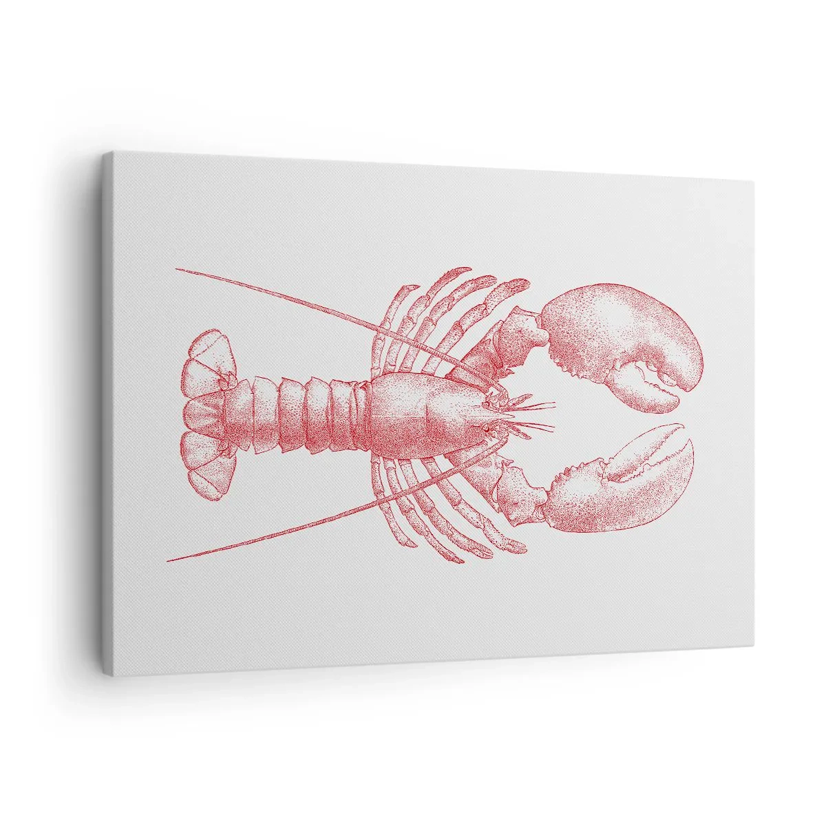 Canvas picture - Drawing of a lobster in a red shade - 70x50cm - Lobster Worthy of a Lobster - Modern wall decoration for the living room and bedroom ARTTOR