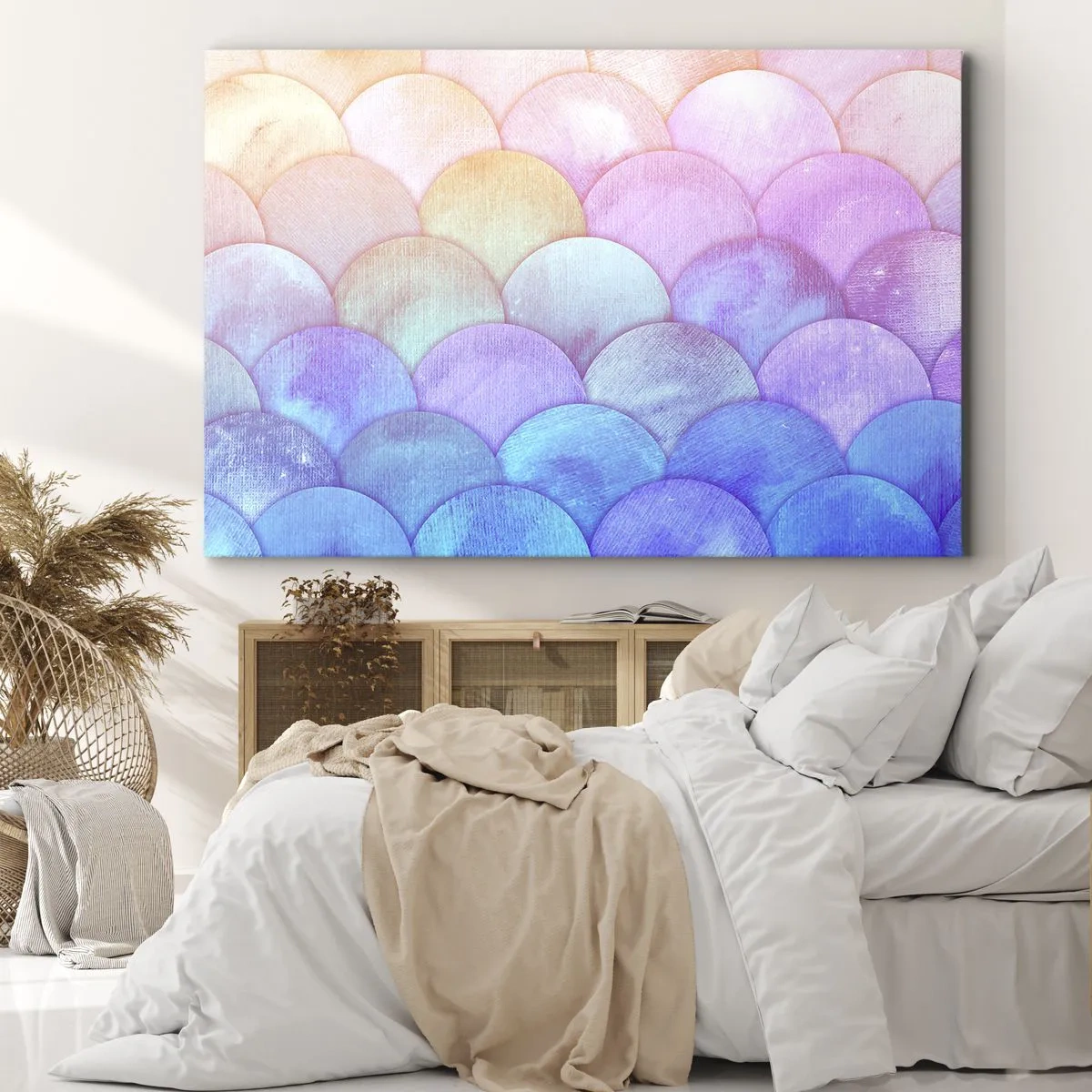 Canvas picture - Abstract scales in pastel shades - 70x50cm - Pearl Scale - Modern wall decoration for the living room and bedroom ARTTOR