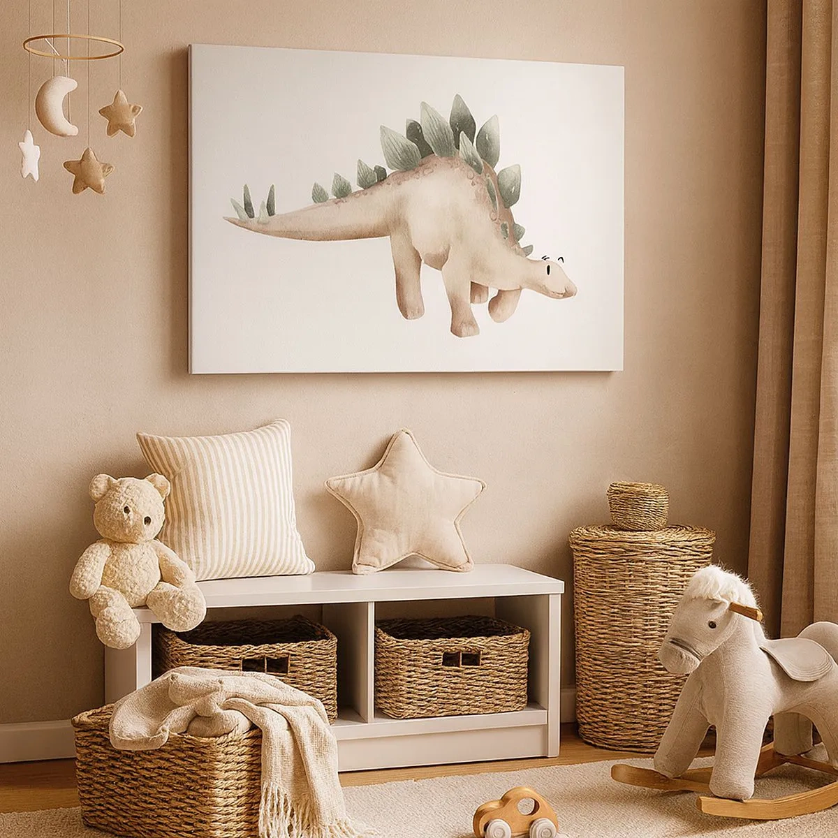 Canvas picture - A cute dinosaur in pastel colors - 70x50cm - Your Friend - Modern wall decoration for the living room and bedroom ARTTOR