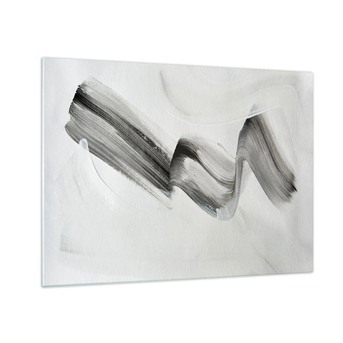 Glass picture - Gray abstract brush stroke on a light background - 70x50cm - Casually for Fun - Modern wall decoration for the living room and bedroom ARTTOR