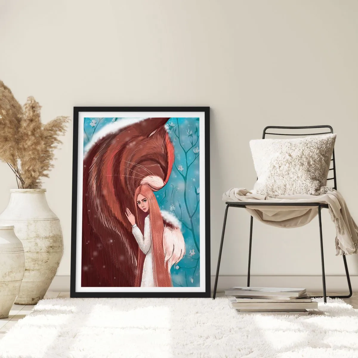 Poster in black frame - A felt presence - 50x70cm - Welcome to a Fairytale - Modern wall decoration for the living room and bedroom ARTTOR