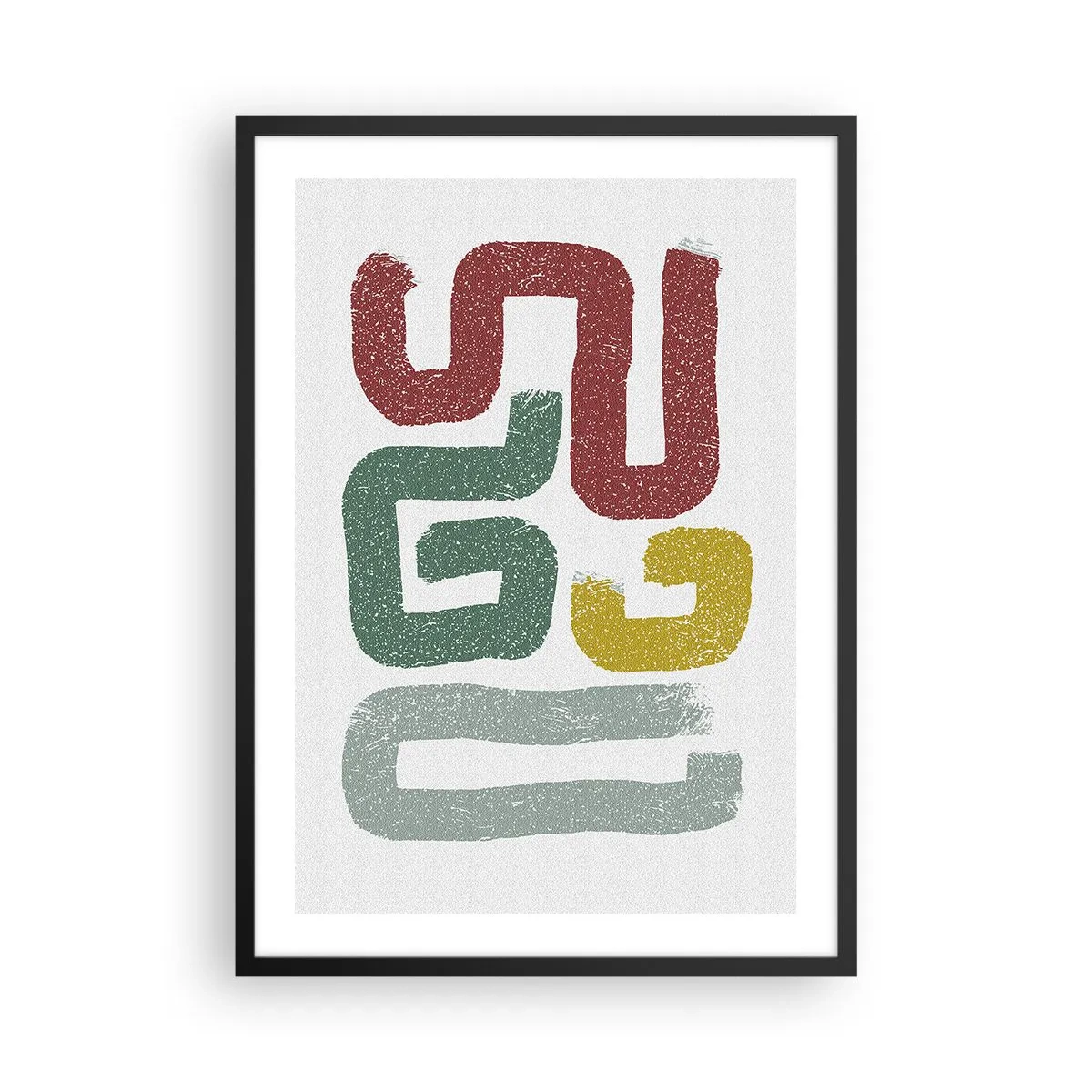 Poster in black frame - Abstract shapes in earthy tones on a light background - 50x70cm - In an Unknown Language - Modern wall decoration for the living room and bedroom ARTTOR