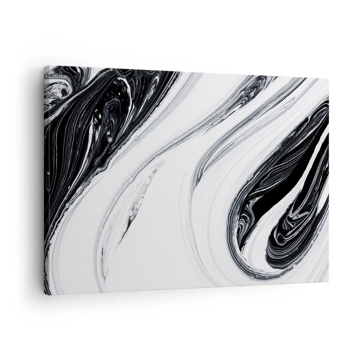 Canvas picture - Black and white abstraction with dynamic lines and swirls - 70x50cm - Connection of Opposites - Modern wall decoration for the living room and bedroom ARTTOR