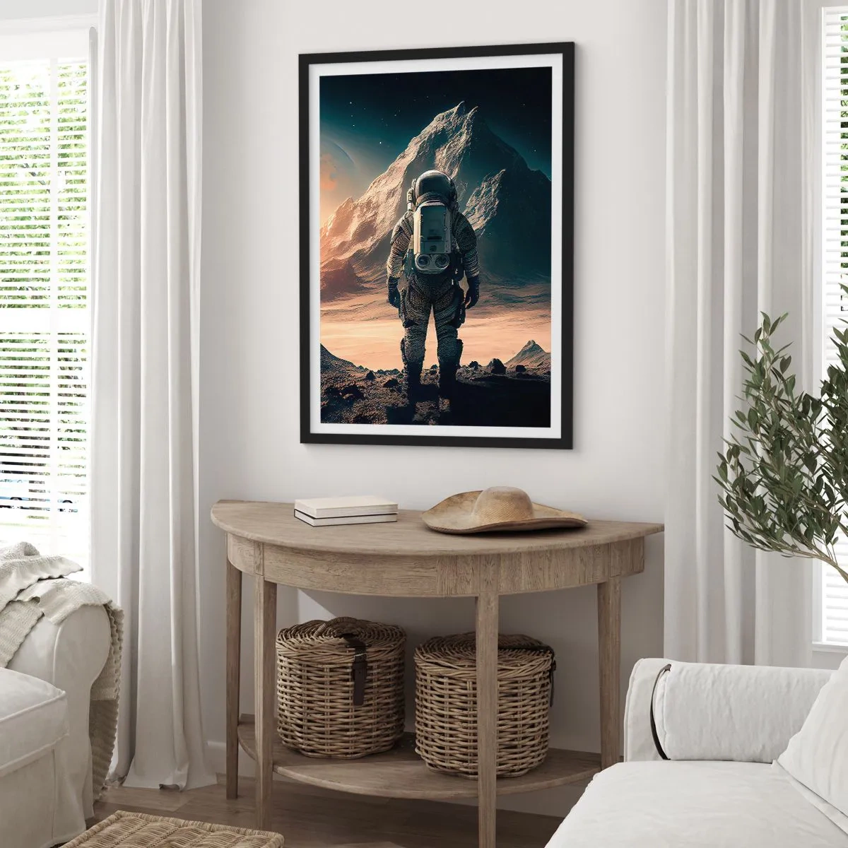 Poster in black frame - Astronaut on an alien planet in the starlight - 50x70cm - New Challenge - Modern wall decoration for the living room and bedroom ARTTOR