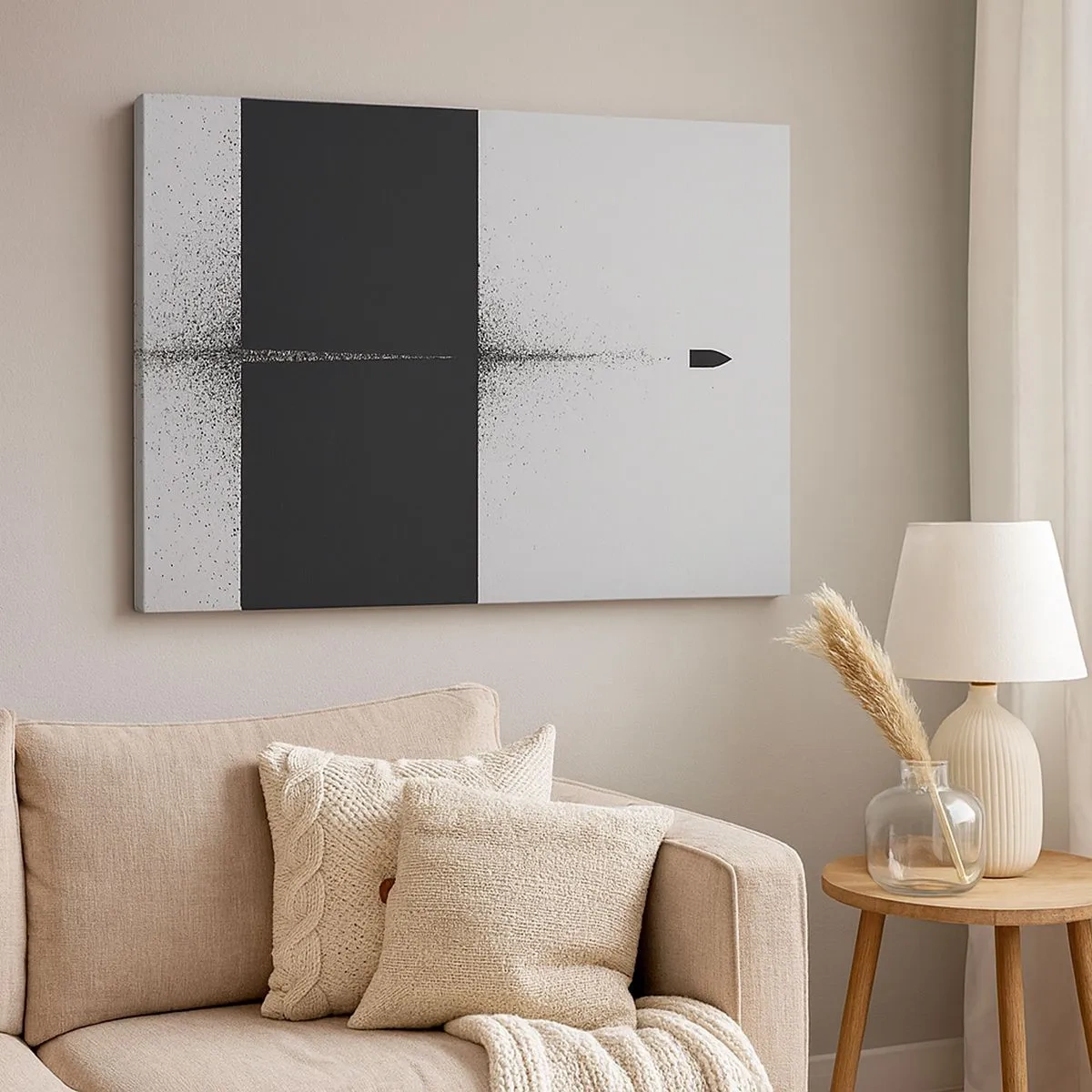 Canvas picture - A symbolic projectile in a minimalist, abstract style. - 70x50cm - Straight to the Point - Modern wall decoration for the living room and bedroom ARTTOR