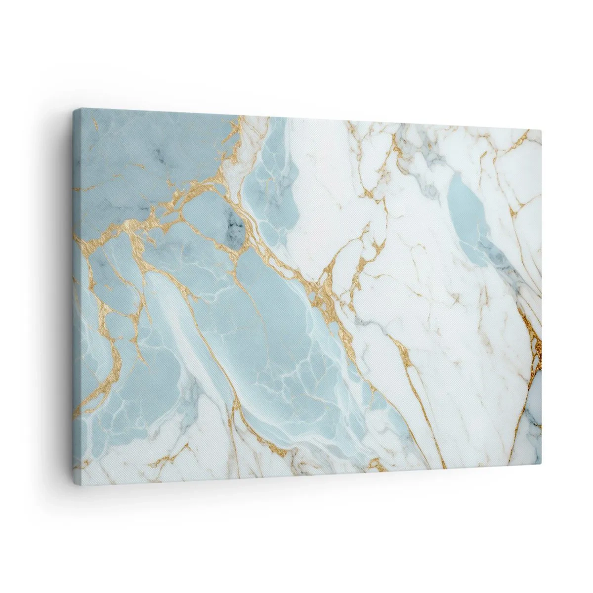 Canvas picture - Blue and white marble patterns with added gold veins - 70x50cm - Richness of the Stone - Modern wall decoration for the living room and bedroom ARTTOR