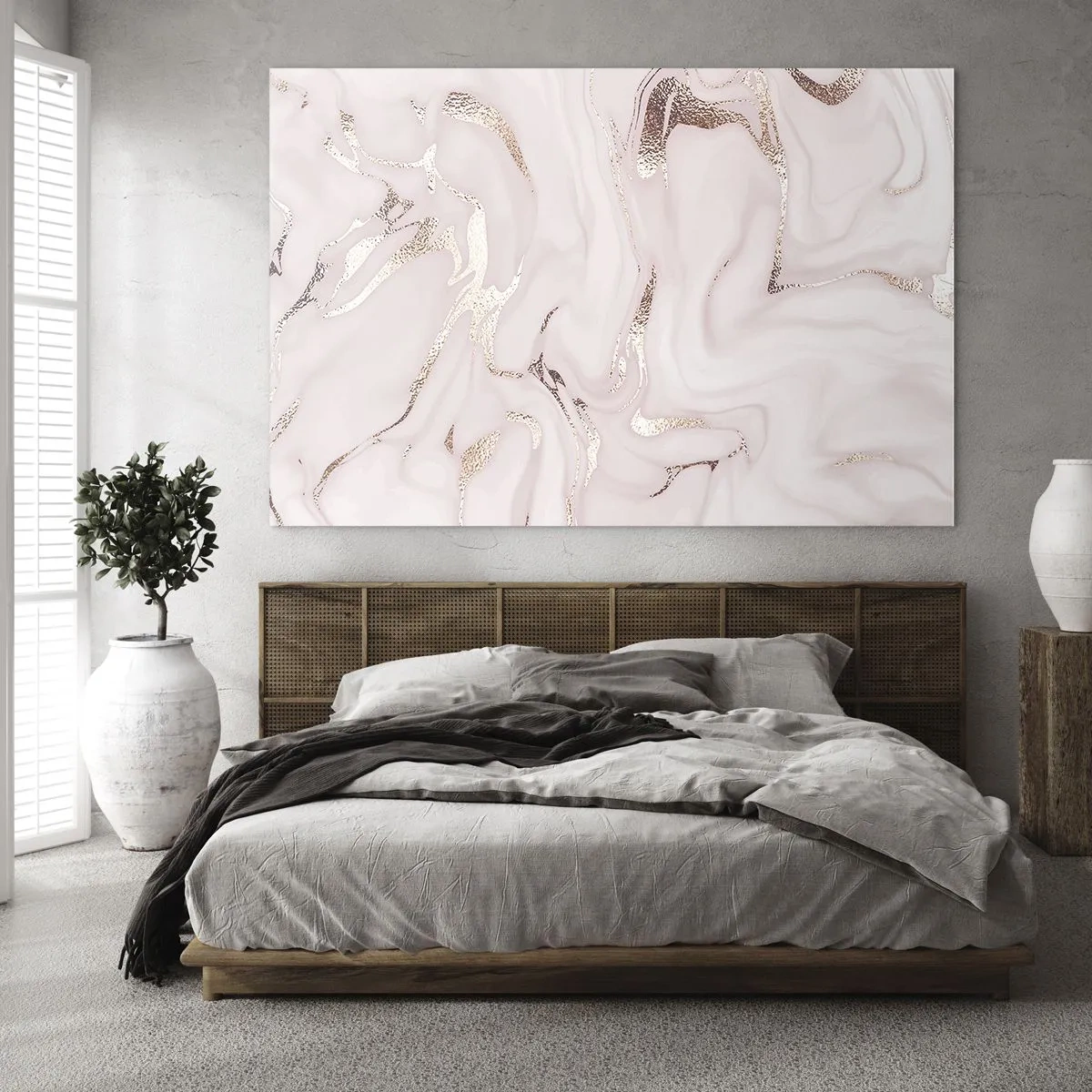Glass picture - Rose gold abstract marble pattern - 70x50cm - In Pink - Modern wall decoration for the living room and bedroom ARTTOR