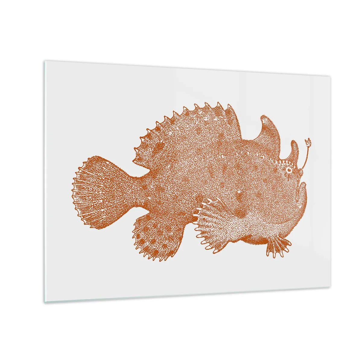 Glass picture - A rusty drawing of a deep-sea fish made using the dot technique - 70x50cm - Fish after All - Modern wall decoration for the living room and bedroom ARTTOR