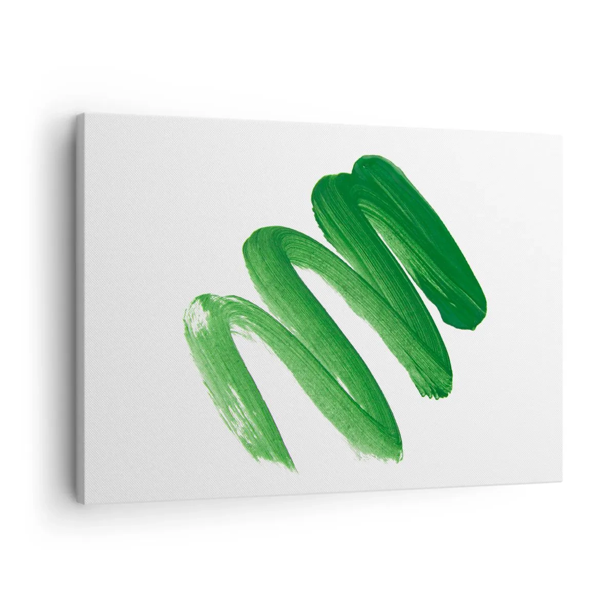 Canvas picture - Green abstract brush stroke on white background - 70x50cm - Green Joke - Modern wall decoration for the living room and bedroom ARTTOR