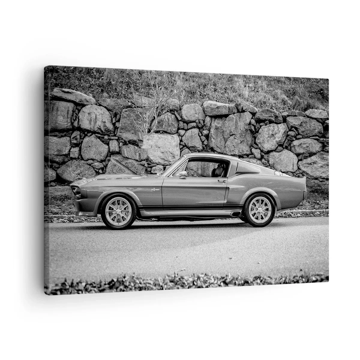 Canvas picture - Black and white photo of a classic car - 70x50cm - Legend of the 60-ies - Modern wall decoration for the living room and bedroom ARTTOR
