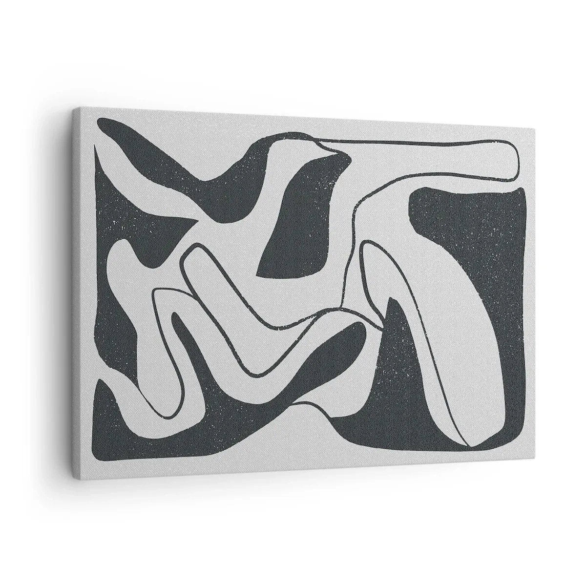 Canvas picture - Black and white abstraction with organic shapes - 70x50cm - Abstract Fun in a Maze - Modern wall decoration for the living room and bedroom ARTTOR