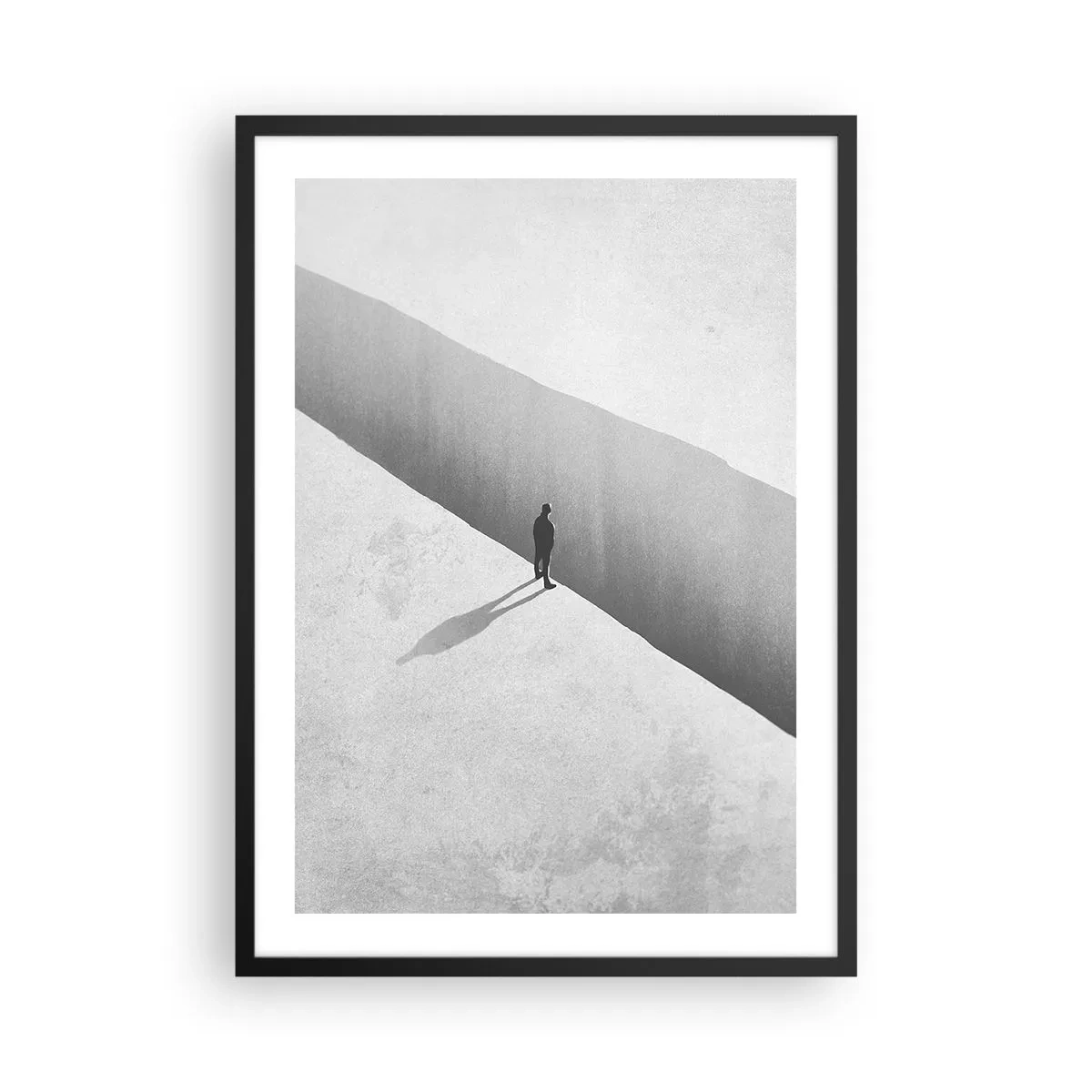 Poster in black frame - A figure standing over a precipice in a monochromatic setting - 50x70cm - Clear Goal - Modern wall decoration for the living room and bedroom ARTTOR