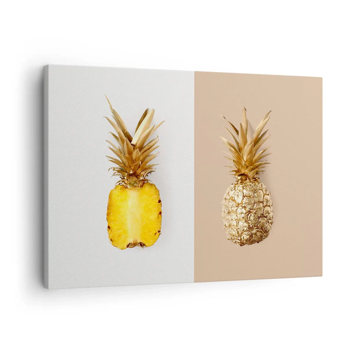 Canvas picture - Half of a fresh, golden pineapple on a contrasting background - 70x50cm - Pineapple for Us - Modern wall decoration for the living room and bedroom ARTTOR