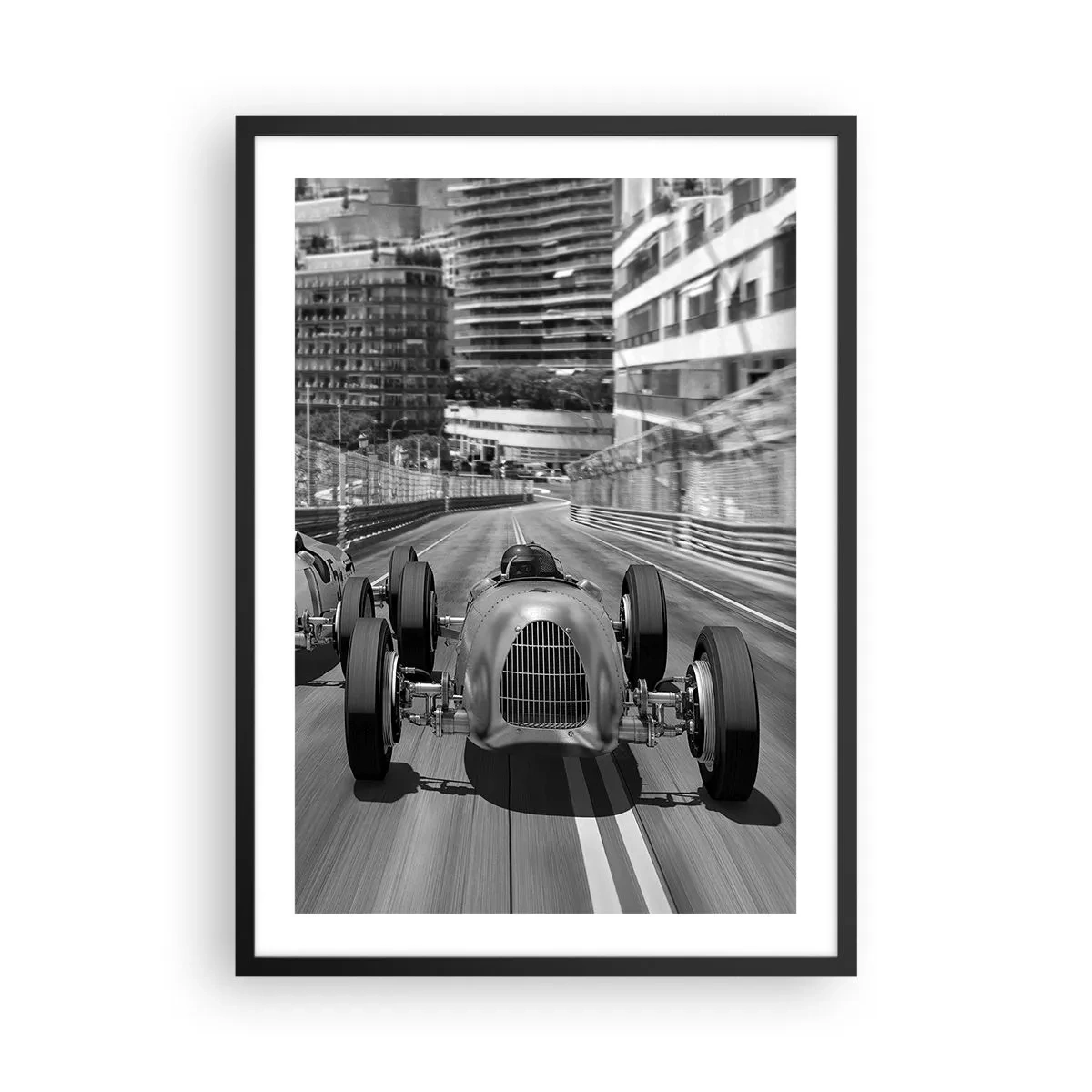 Poster in black frame - Historic Monte Carlo Motor Racing - 50x70cm - Long Time Ago in Monte Carlo - Modern wall decoration for the living room and bedroom ARTTOR