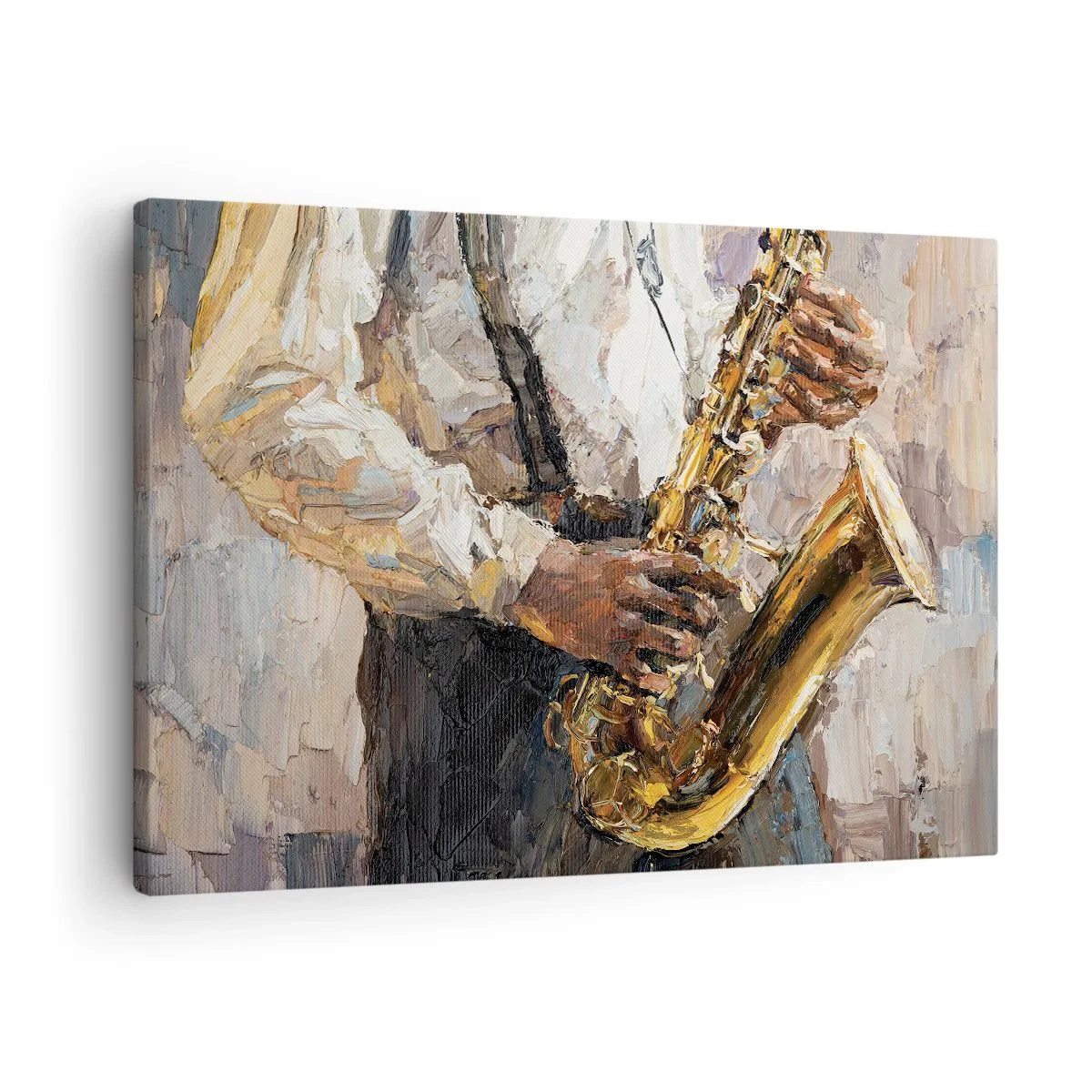 Canvas picture - A musician playing the saxophone in an artistic style - 70x50cm - Time for a Solo - Modern wall decoration for the living room and bedroom ARTTOR