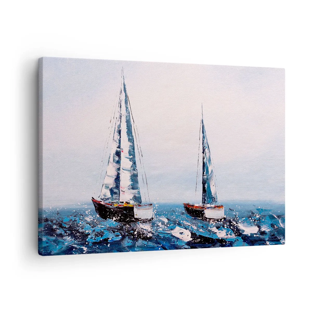 Canvas picture - Sailboats on a stormy sea in a painterly composition - 70x50cm - Brotherhood of Wind - Modern wall decoration for the living room and bedroom ARTTOR