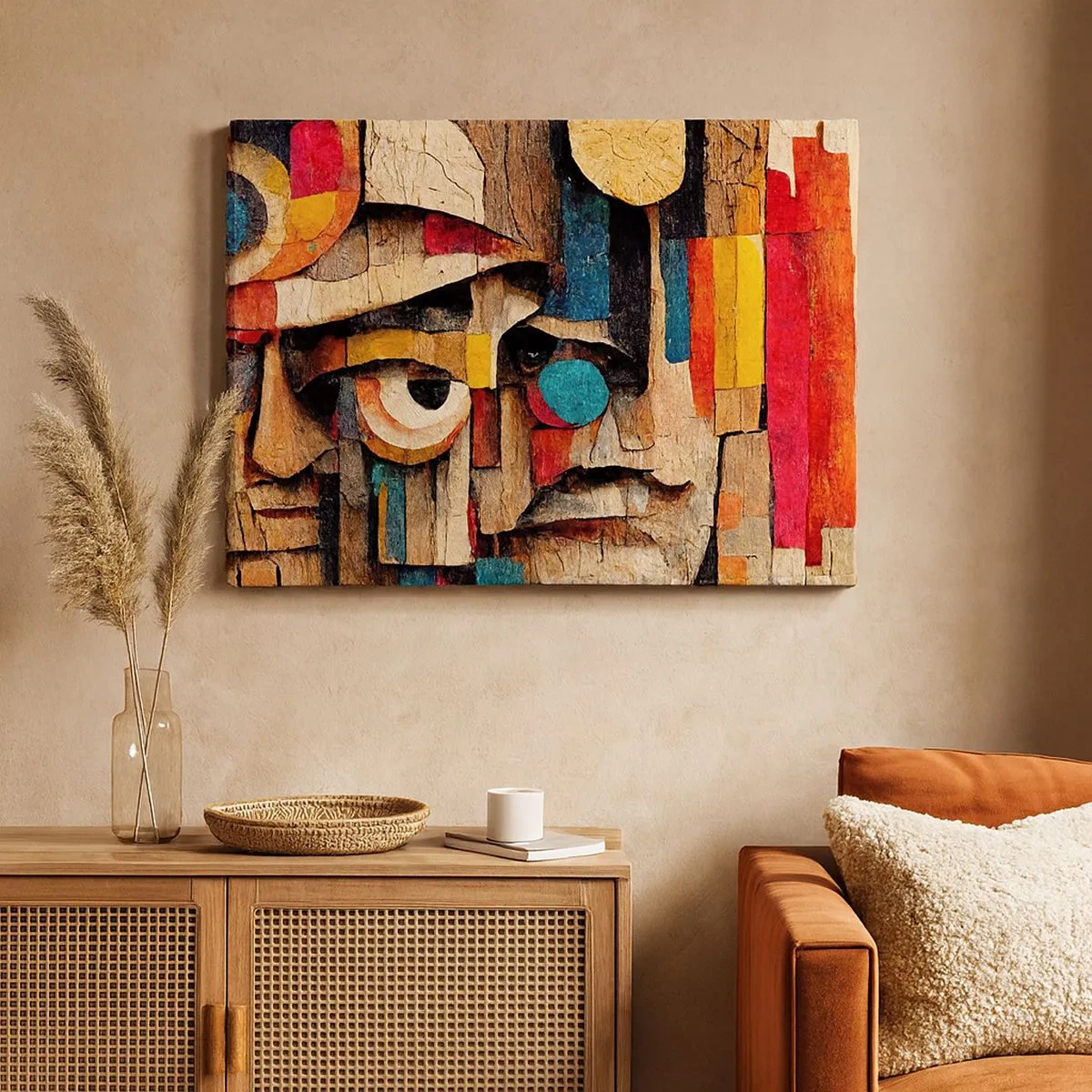 Canvas picture - Abstract faces in intense colors - 70x50cm - I Can See You - Modern wall decoration for the living room and bedroom ARTTOR