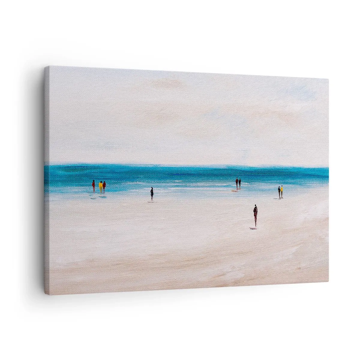 Canvas picture - A beach with people against the backdrop of a calm sea - 70x50cm - Natural Need - Modern wall decoration for the living room and bedroom ARTTOR