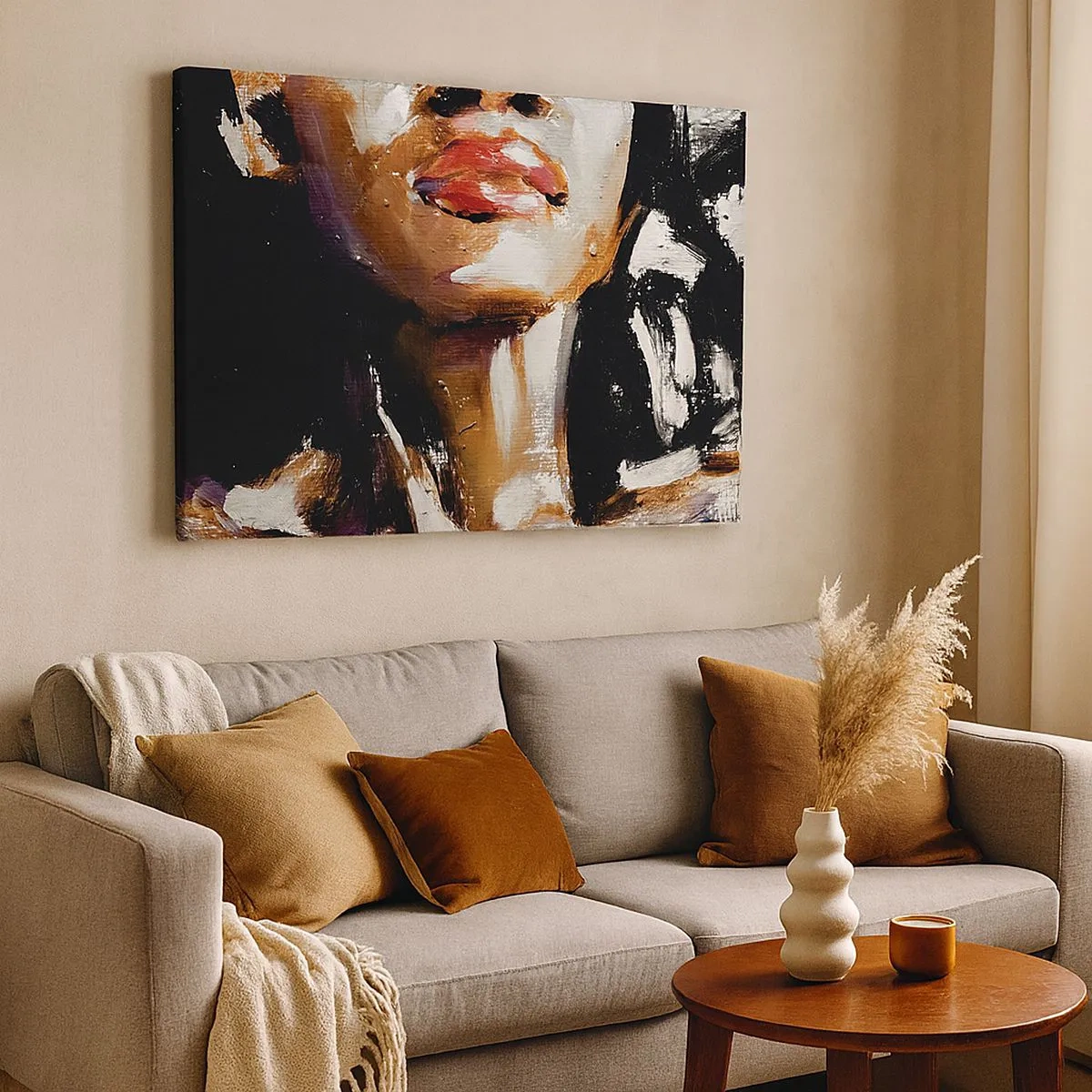Canvas picture - Portrait of a woman in an expressive painterly style against a dark background - 70x50cm - Pride without Prejudice - Modern wall decoration for the living room and bedroom ARTTOR