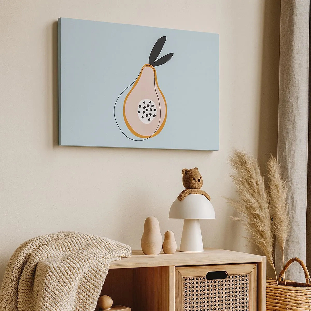 Canvas picture - Abstract pear on a light background - 70x50cm - Penetrating the Nature of Things - Modern wall decoration for the living room and bedroom ARTTOR