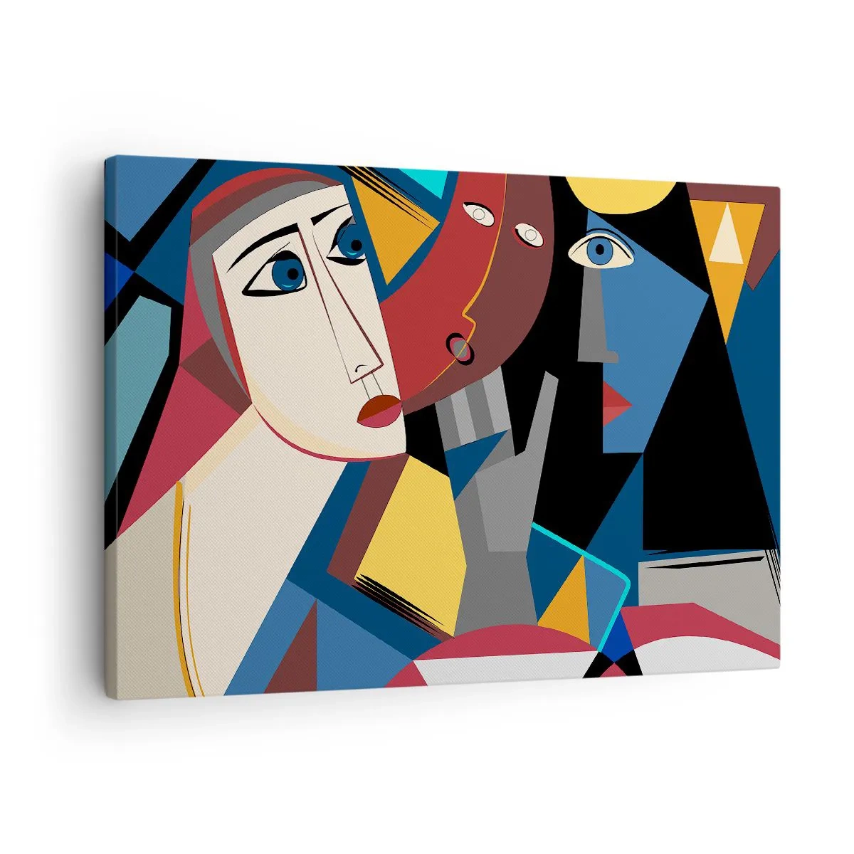 Canvas picture - Cubist faces in intense colors - 70x50cm - Conversation of Cubists - Modern wall decoration for the living room and bedroom ARTTOR
