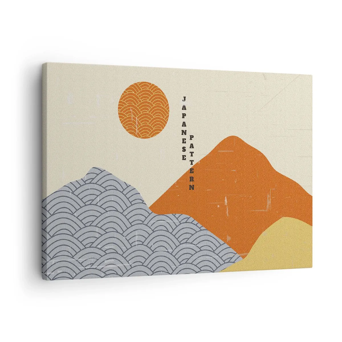 Canvas picture - Japanese patterns with mountains, sun and minimalist style - 70x50cm - In the Japanese Spirit - Modern wall decoration for the living room and bedroom ARTTOR