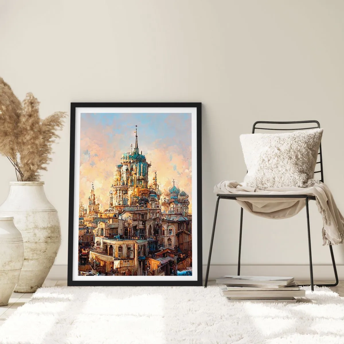 Poster in black frame - Monumental architecture in warm colors - 50x70cm - City of Cities - Modern wall decoration for the living room and bedroom ARTTOR