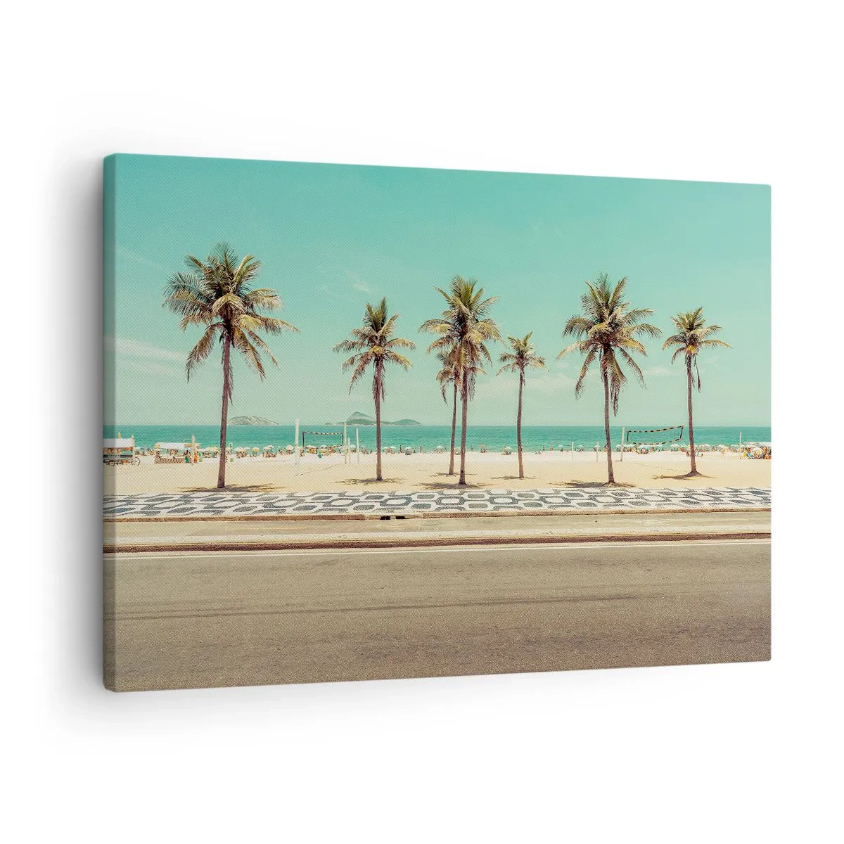 Canvas picture - Palm trees on the beach overlooking the sea and blue sky - 70x50cm - By the Beach - Modern wall decoration for the living room and bedroom ARTTOR