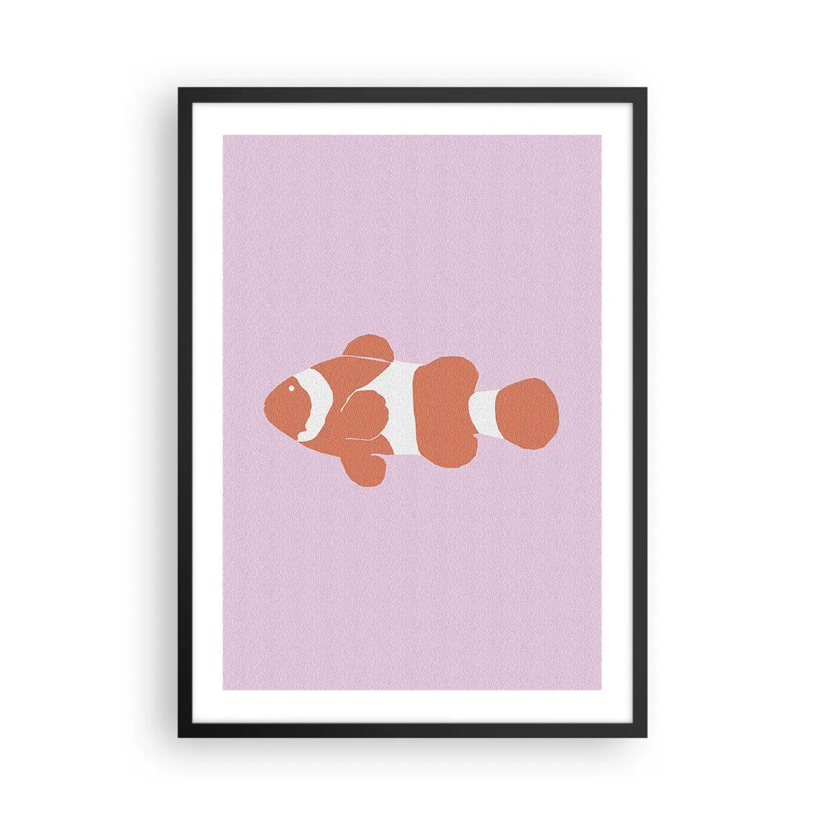 Poster in black frame - Orange clownfish on a purple background - 50x70cm - Coral Suits Her from Head to Tail - Modern wall decoration for the living room and bedroom ARTTOR