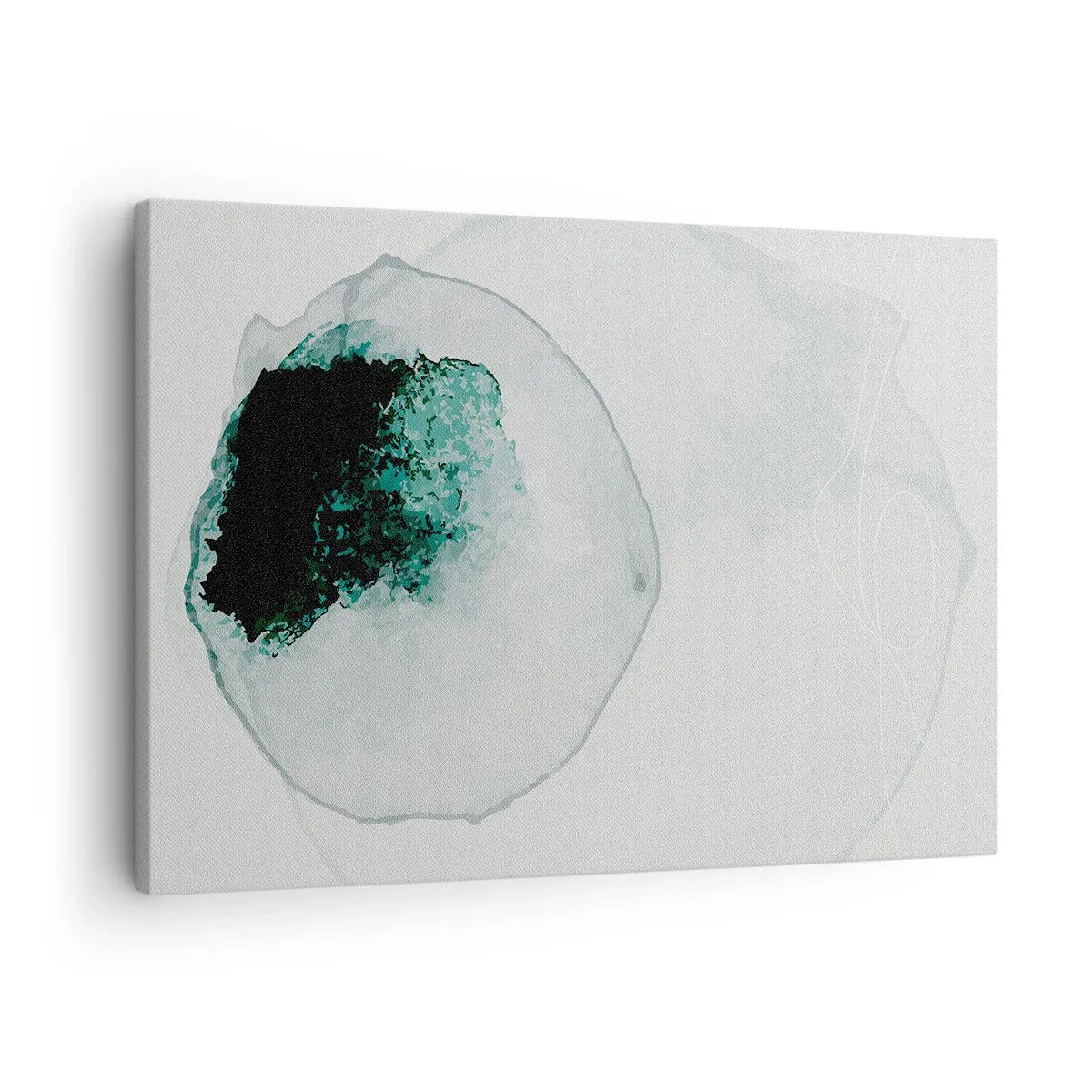Canvas picture - Abstract water drop with shades of green and black - 70x50cm - In a Waterdrop - Modern wall decoration for the living room and bedroom ARTTOR