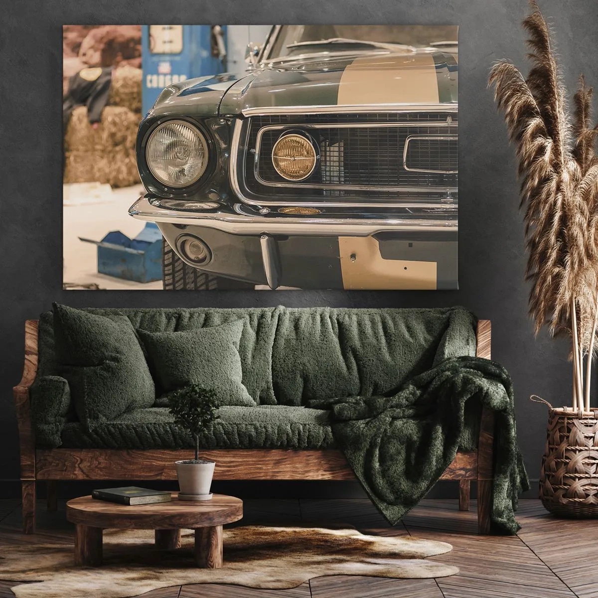 Canvas picture - An iconic retro car in a classic setting - 70x50cm - Encounter with the Legend - Modern wall decoration for the living room and bedroom ARTTOR