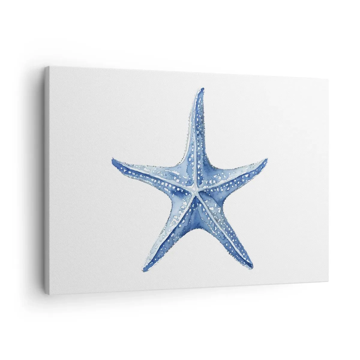 Canvas picture - Blue starfish on a white background in a minimalist style - 70x50cm - Sea Star - Modern wall decoration for the living room and bedroom ARTTOR