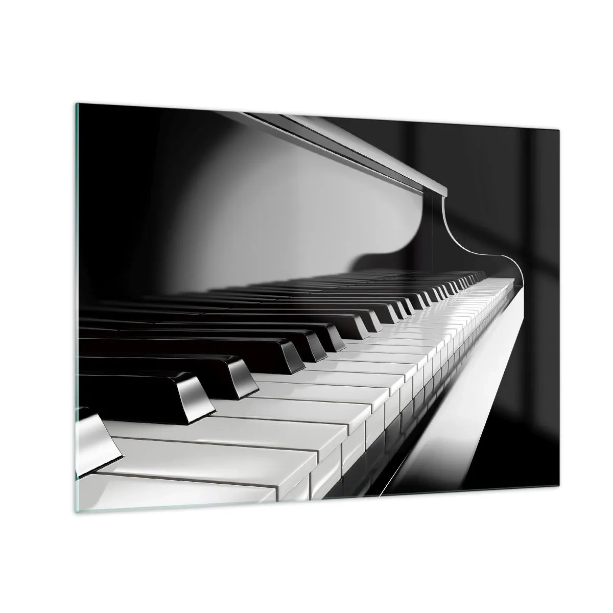 Glass picture - Black and white piano keyboard in perspective - 70x50cm - Harmony of Shapes and Colours - Modern wall decoration for the living room and bedroom ARTTOR
