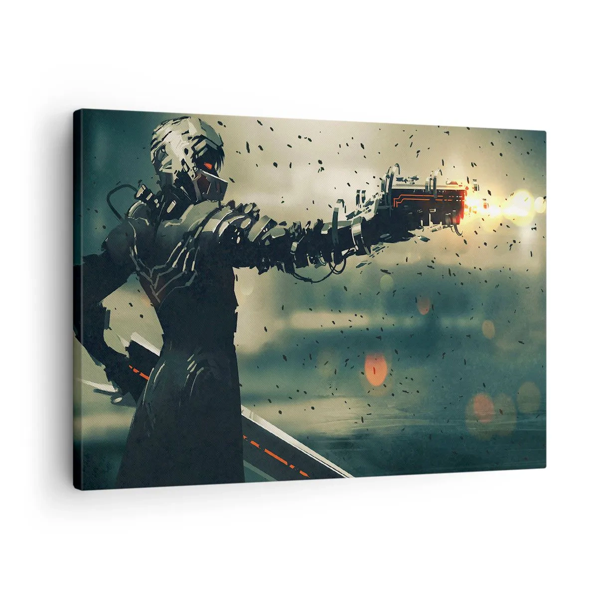 Canvas picture - Cybernetic warrior with futuristic weaponry - 70x50cm - Lethal Weapon- Your Own Terminator - Modern wall decoration for the living room and bedroom ARTTOR