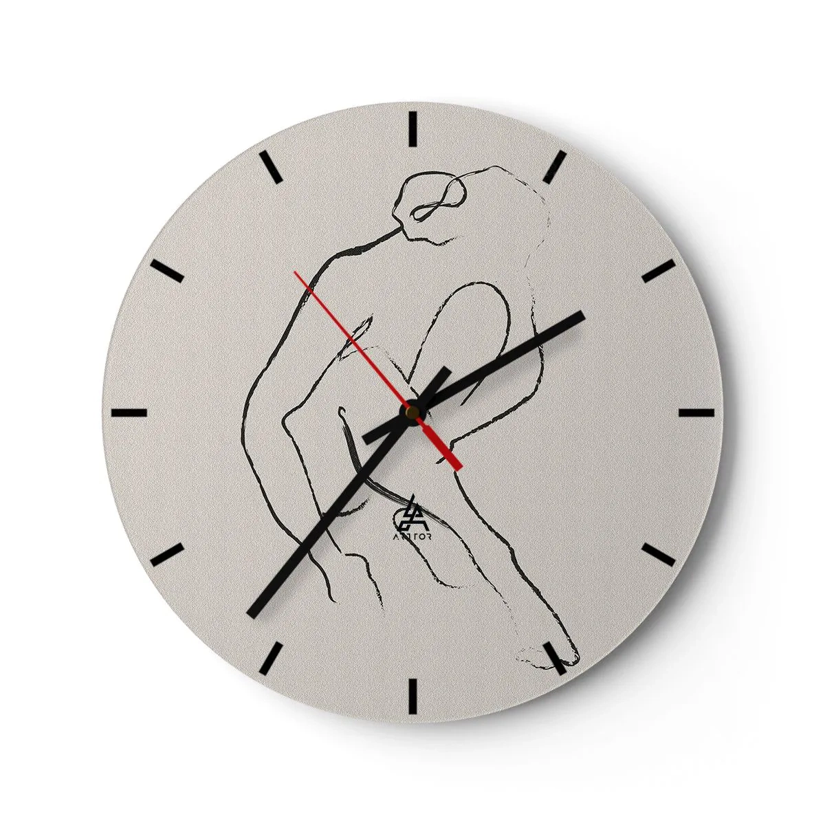 Wall clock - Clock on glass - A delicate sketch of a female silhouette on a light background - 30x30cm - Intimate Sketch - Modern wall decoration for the living room, kitchen, and bedroom ARTTOR