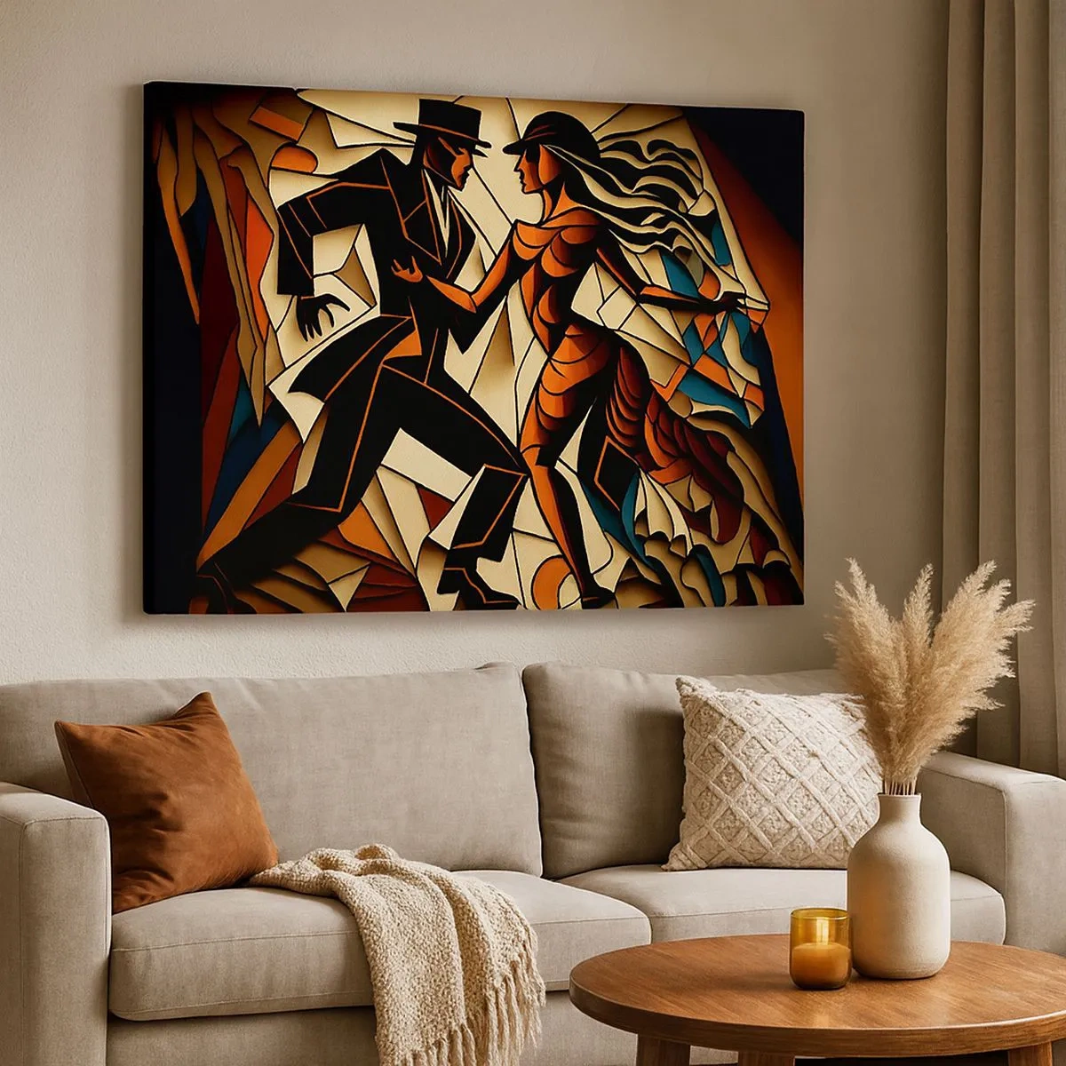 Canvas picture - dynamic couple dancing in an abstract form. - 70x50cm - Dance of Passion - Modern wall decoration for the living room and bedroom ARTTOR