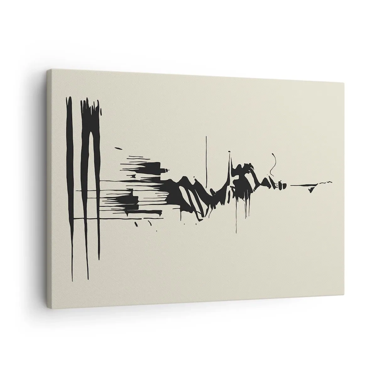 Canvas picture - Minimalist abstraction with black lines on a light background - 70x50cm - Hasty Abstract - Modern wall decoration for the living room and bedroom ARTTOR