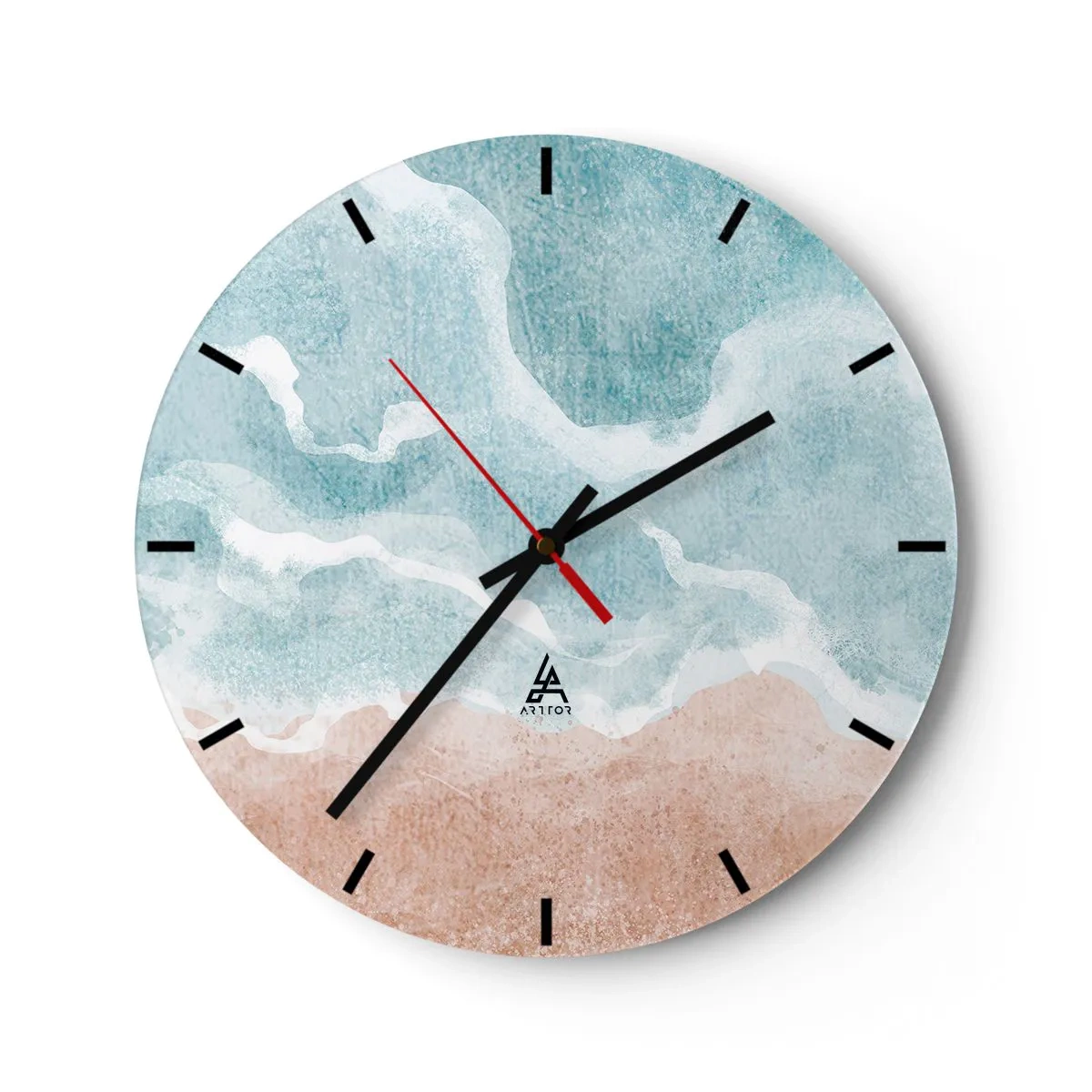 Wall clock - Clock on glass - Pastel abstraction reminiscent of sky and sand - 30x30cm - Cloudy Abstract - Modern wall decoration for the living room, kitchen, and bedroom ARTTOR