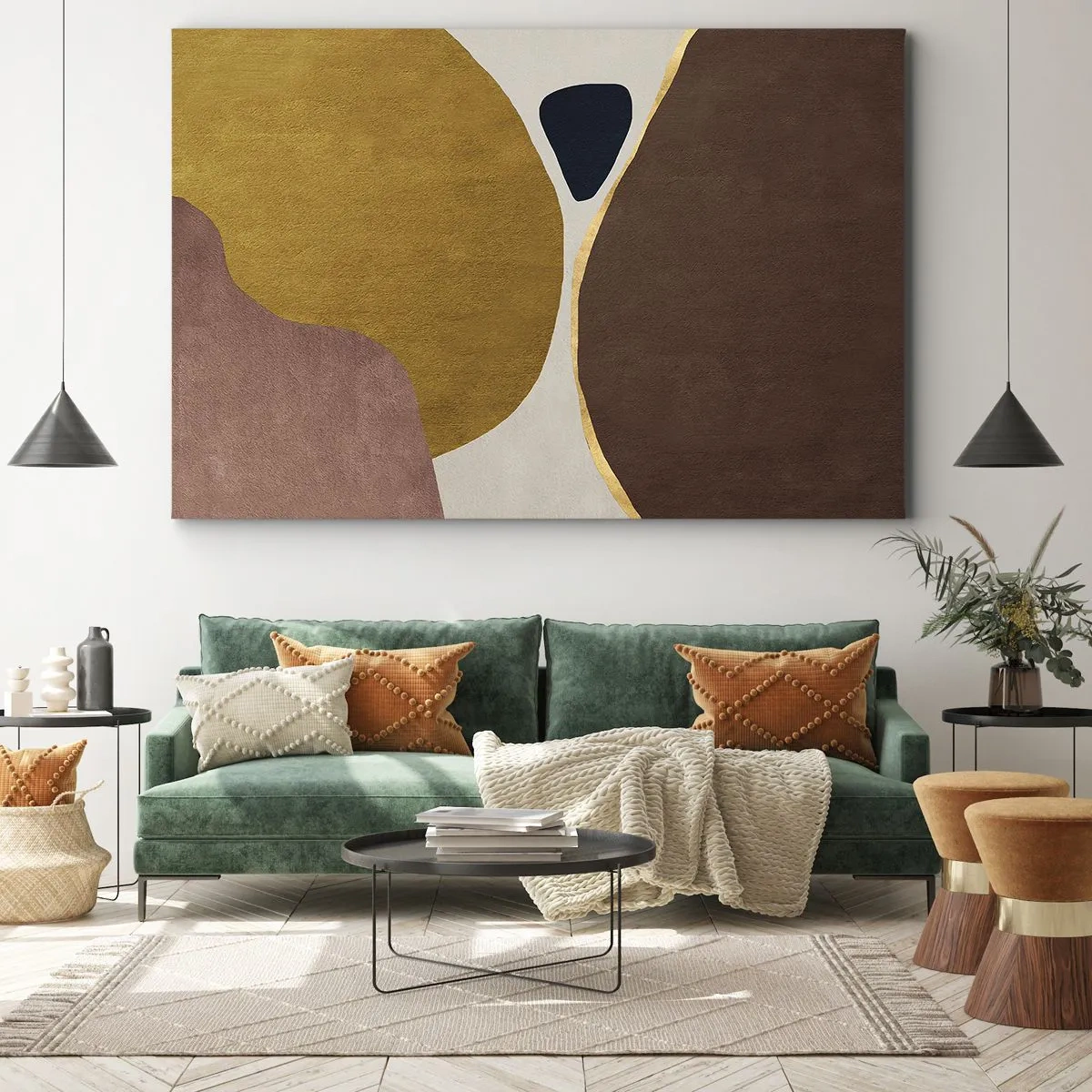 Canvas picture - An abstract composition with geometric shapes in warm colors. - 70x50cm - Abstract - Place in sSace - Modern wall decoration for the living room and bedroom ARTTOR