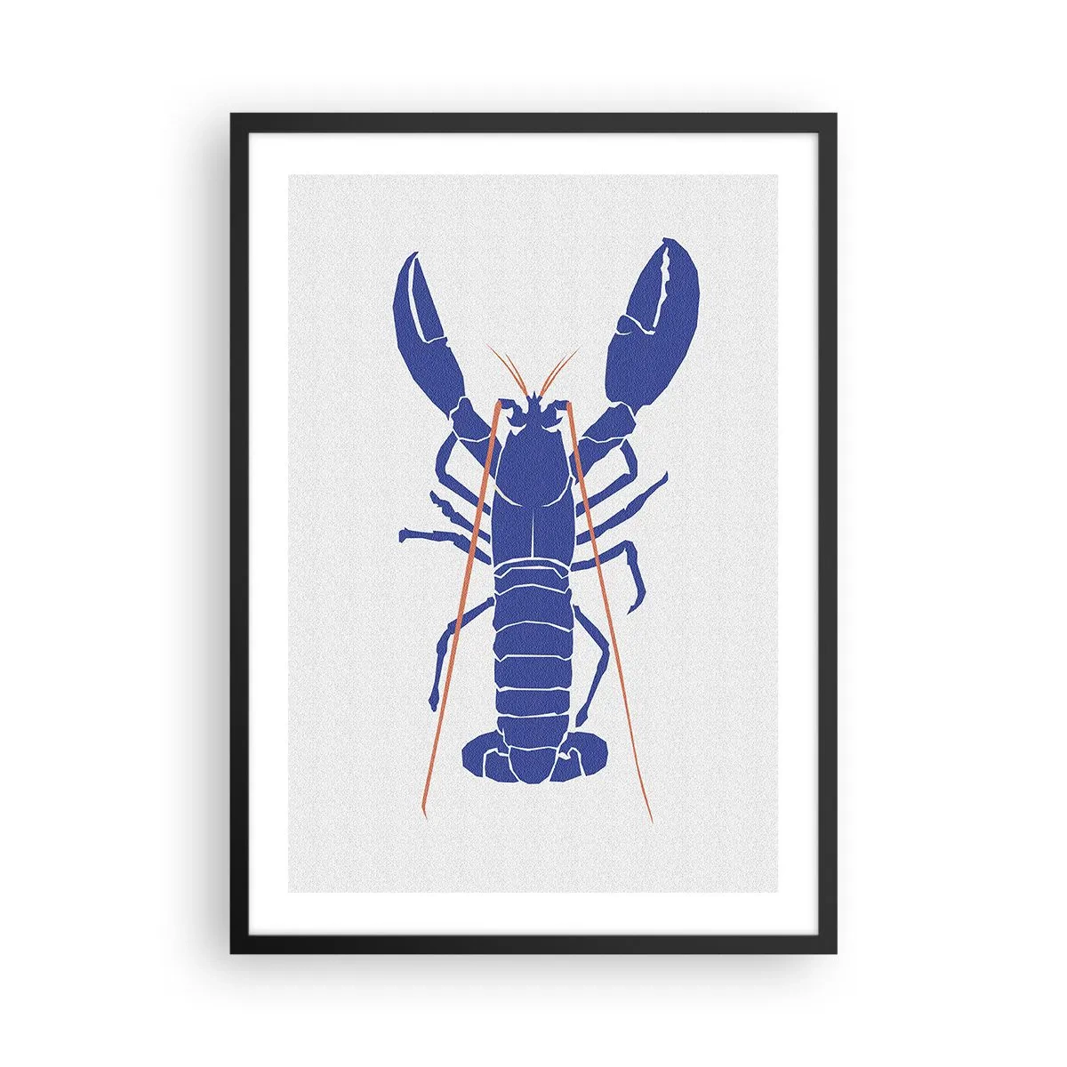 Poster in black frame - High-contrast lobster graphic in a minimalist style - 50x70cm - Exquisite Lobster in Navy Blue - Modern wall decoration for the living room and bedroom ARTTOR